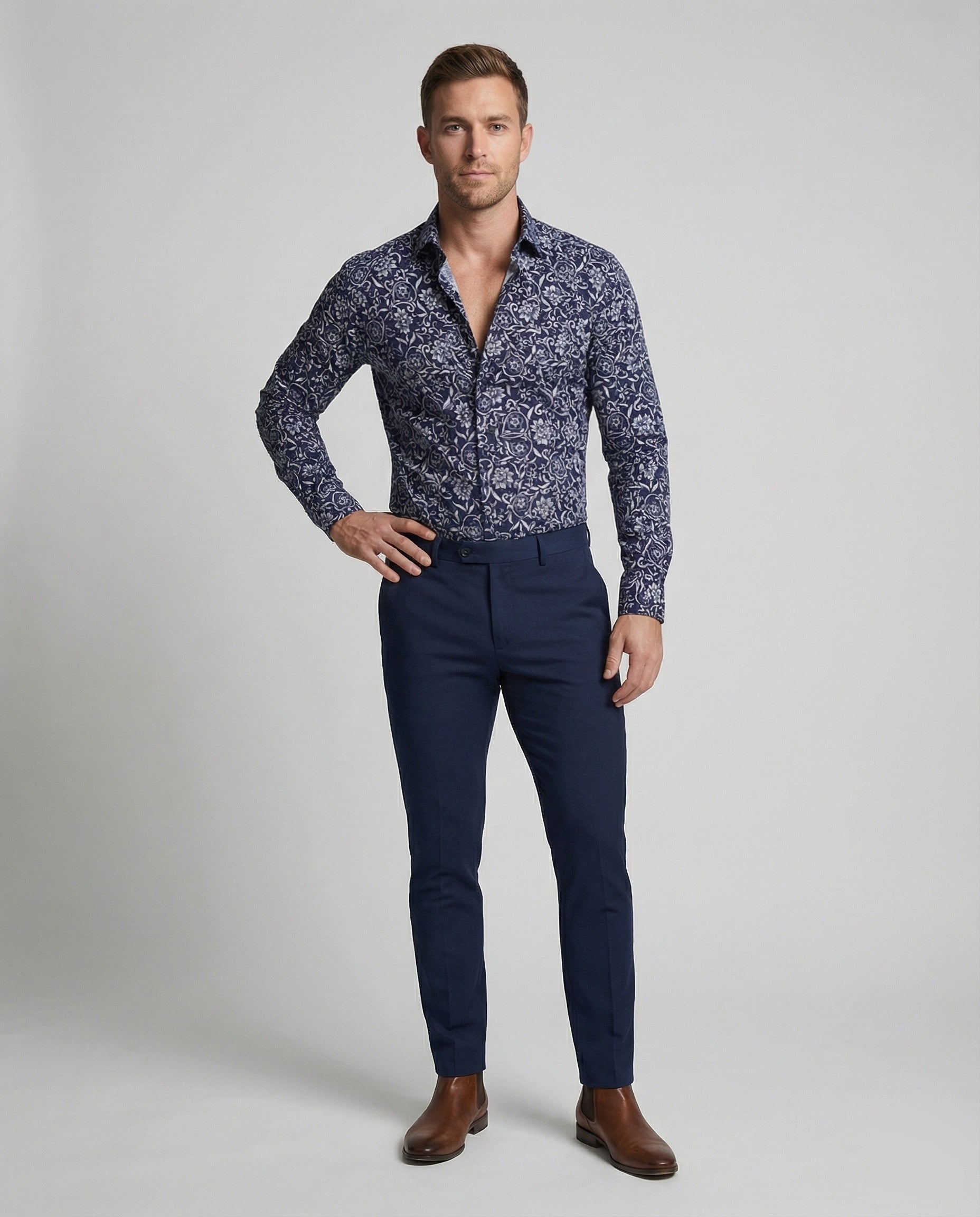 Herren Hemd Tailliert Bedruckt Ornamente - Norvielle