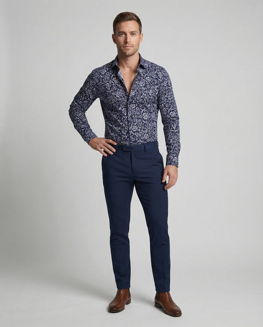 Herren Hemd Tailliert Bedruckt Ornamente - Norvielle