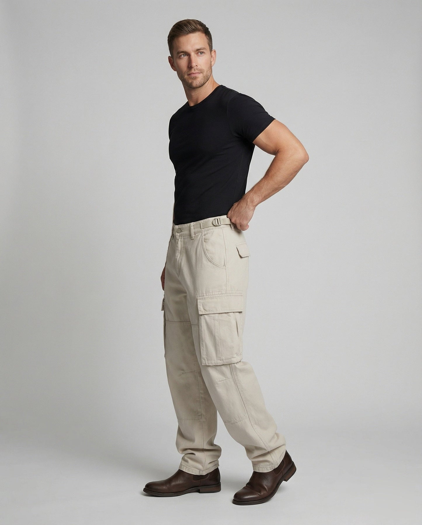 Herren Cargo-Hose Weite Bundfaltenhose - Norvielle
