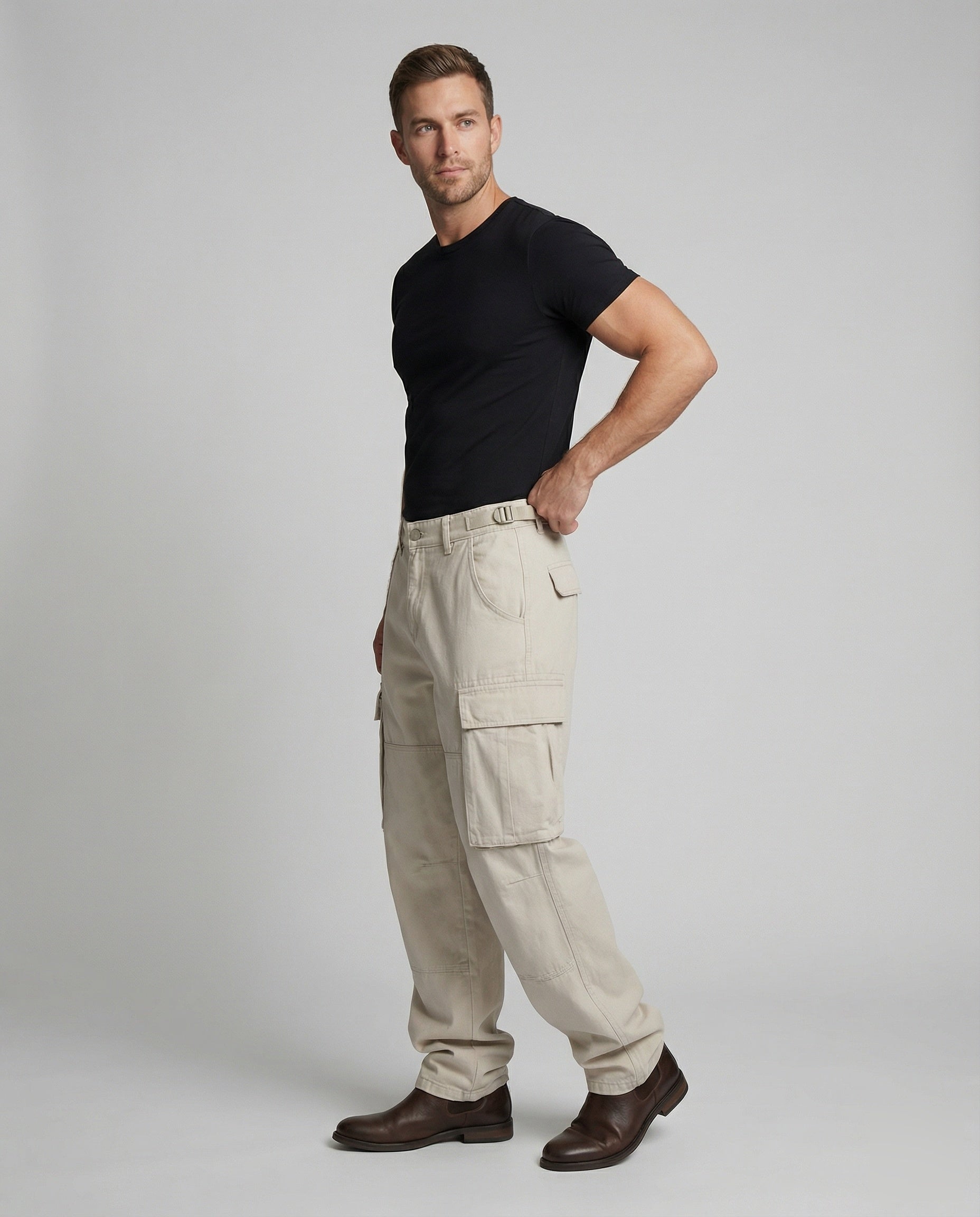 Herren Cargo-Hose Weite Bundfaltenhose - Norvielle