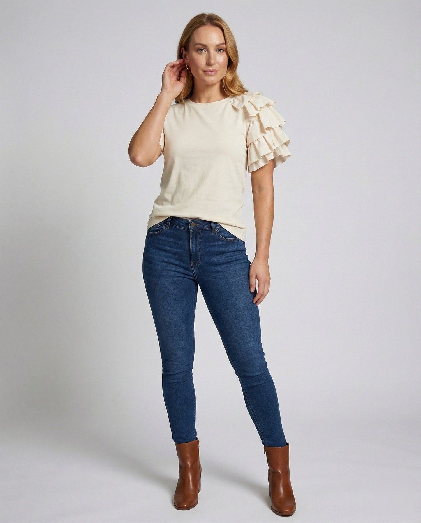 Damen Asymmetrisches Volant T-Shirt - Norvielle