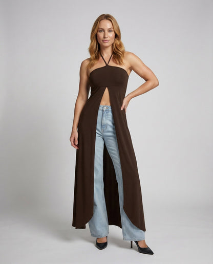 Damen Bauchfreies Neckholder Maxi Größe - Norvielle