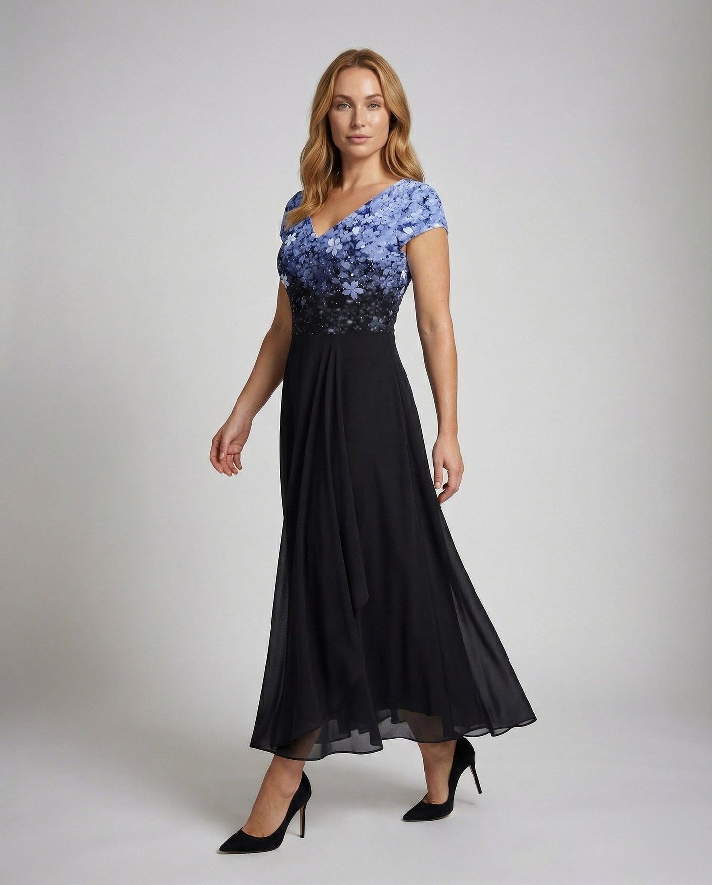 Damen V-Ausschnitt Abendkleid bestickt - Norvielle