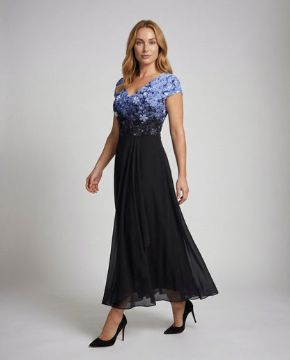 Damen V-Ausschnitt Abendkleid bestickt - Norvielle