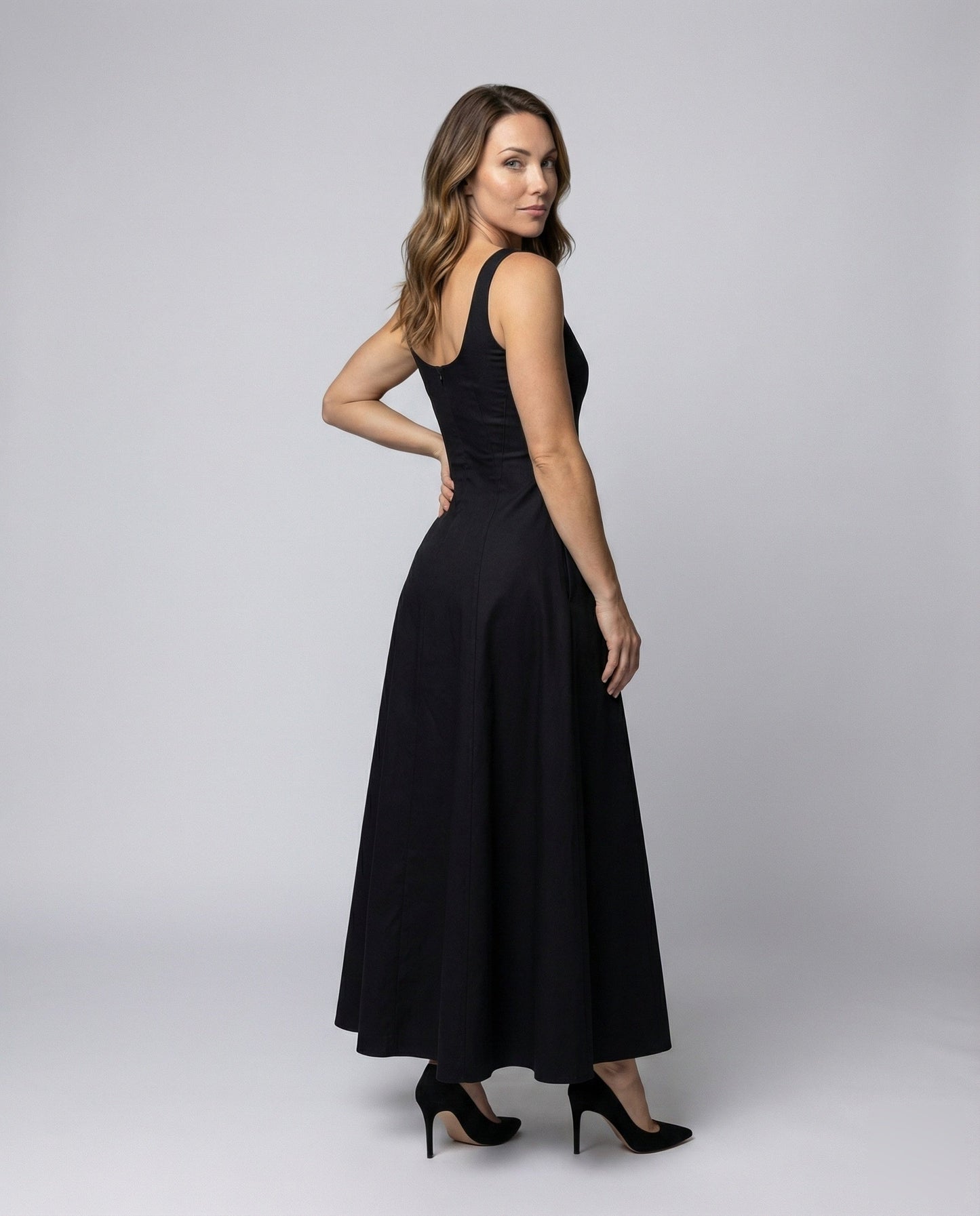 Damen Abendkleid A-Linie Bodenlang Schwarz - Norvielle