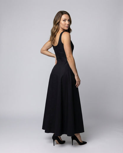 Damen Abendkleid A-Linie Bodenlang Schwarz - Norvielle
