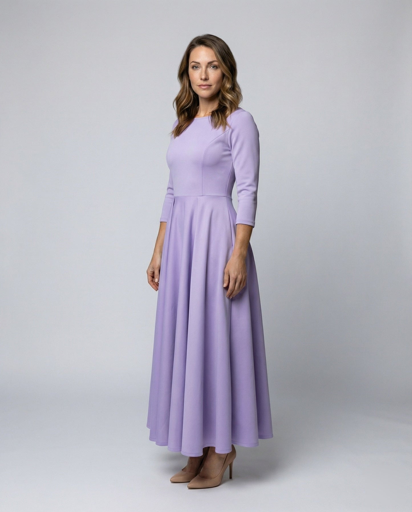 Damen bodenlanges Tellerkleid mit Godets - Norvielle