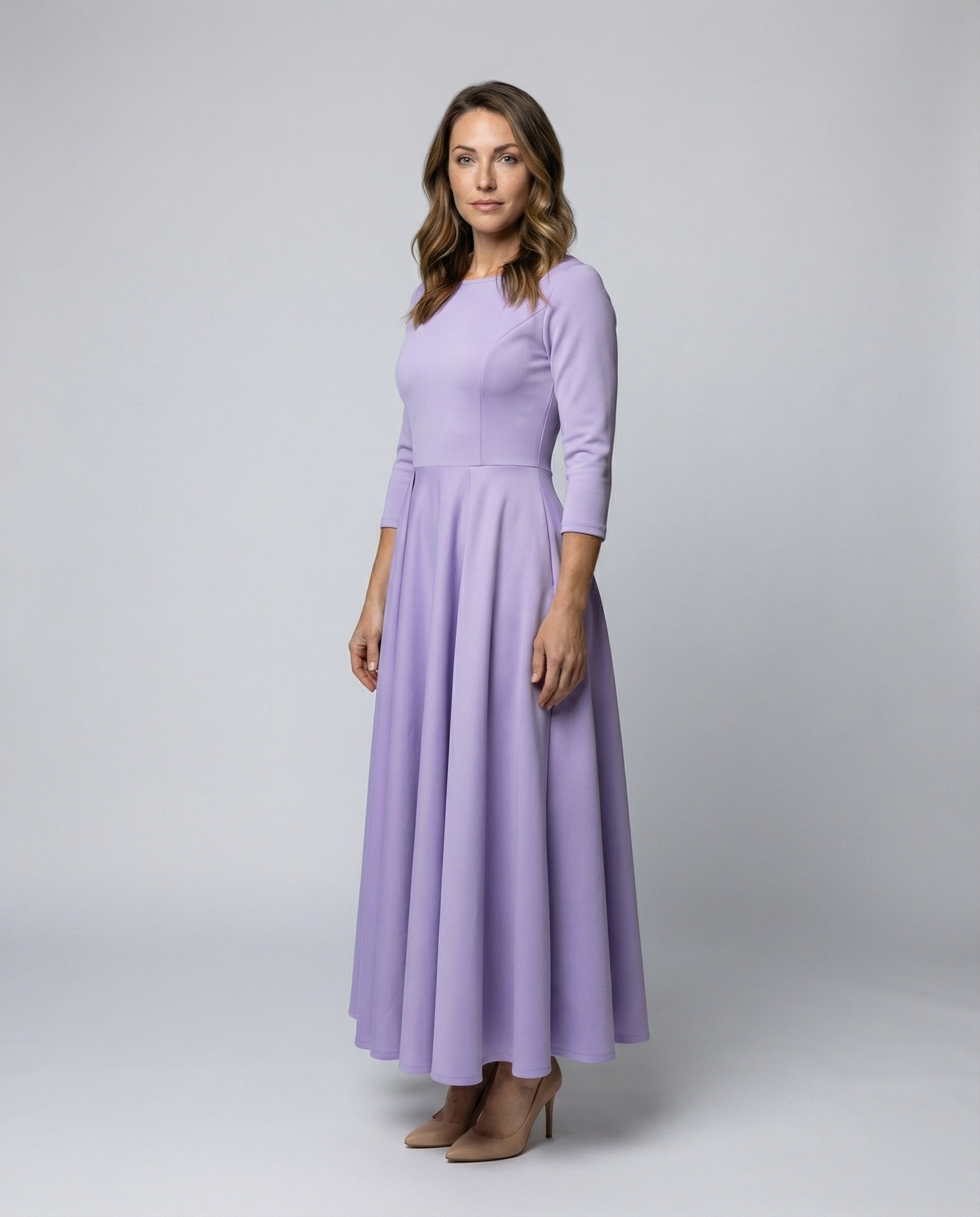 Damen bodenlanges Tellerkleid mit Godets - Norvielle