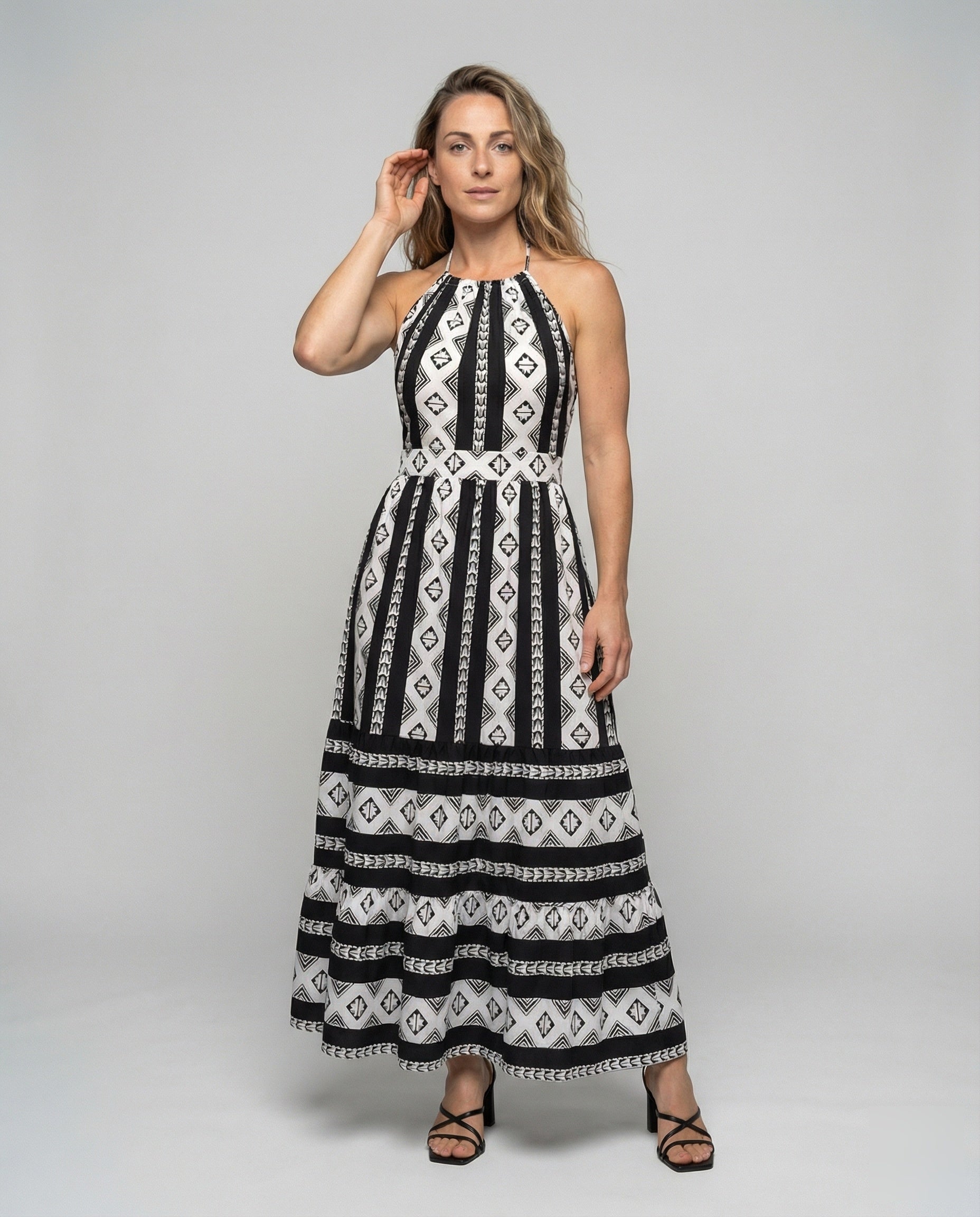 Damen Maxikleid Boho-Stil Halterneck - Norvielle