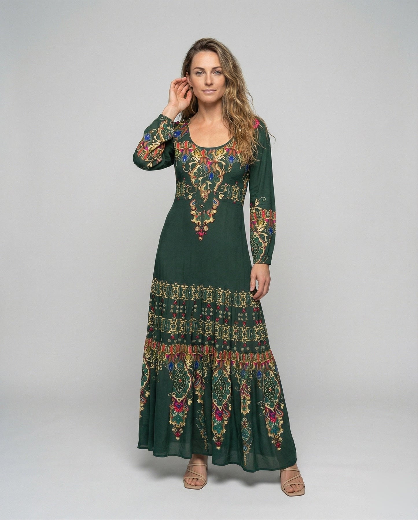 Damen Maxikleid Boho-Stil Ornamentdruck - Norvielle