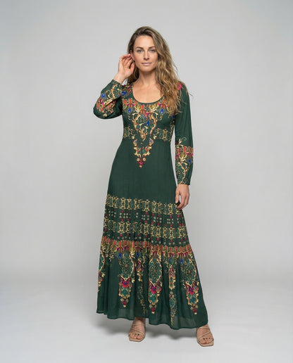 Damen Maxikleid Boho-Stil Ornamentdruck - Norvielle