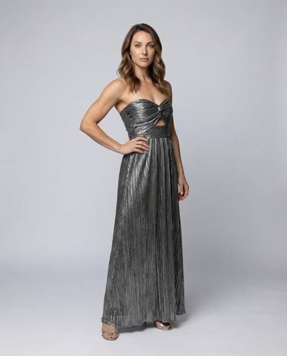 Damen Maxikleid Plissee-Bustier-Design - Norvielle