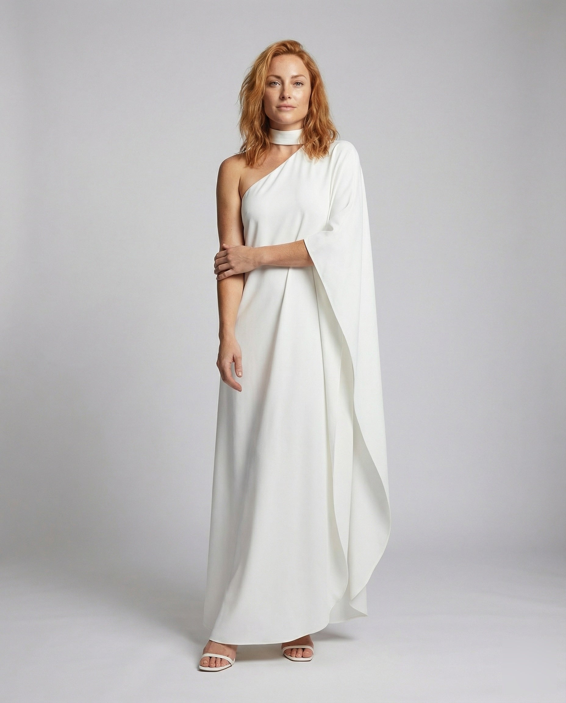 Damen Maxikleid Choker Ausschnitt Drapiert - Norvielle