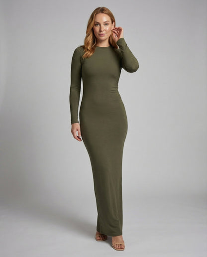 Damen Maxikleid Langärmlig Elegant Schwarz - Norvielle