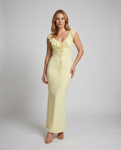 Damen Midikleid Jersey Rüschen Elegantes Design - Norvielle