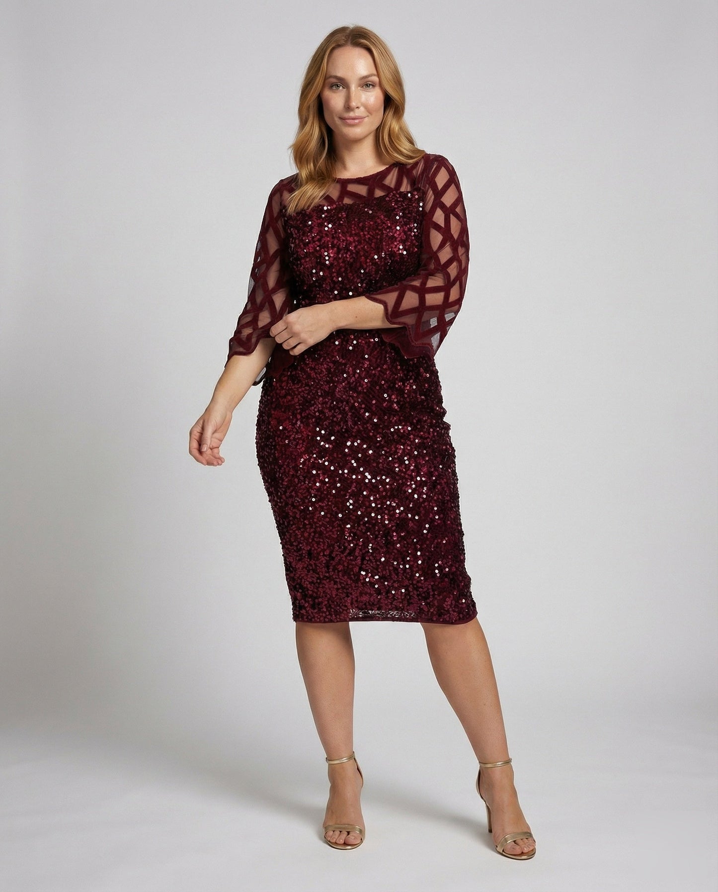 Damen Plus-Size Pailletten-Kleid Midikleid Cocktail Schwarz - Norvielle