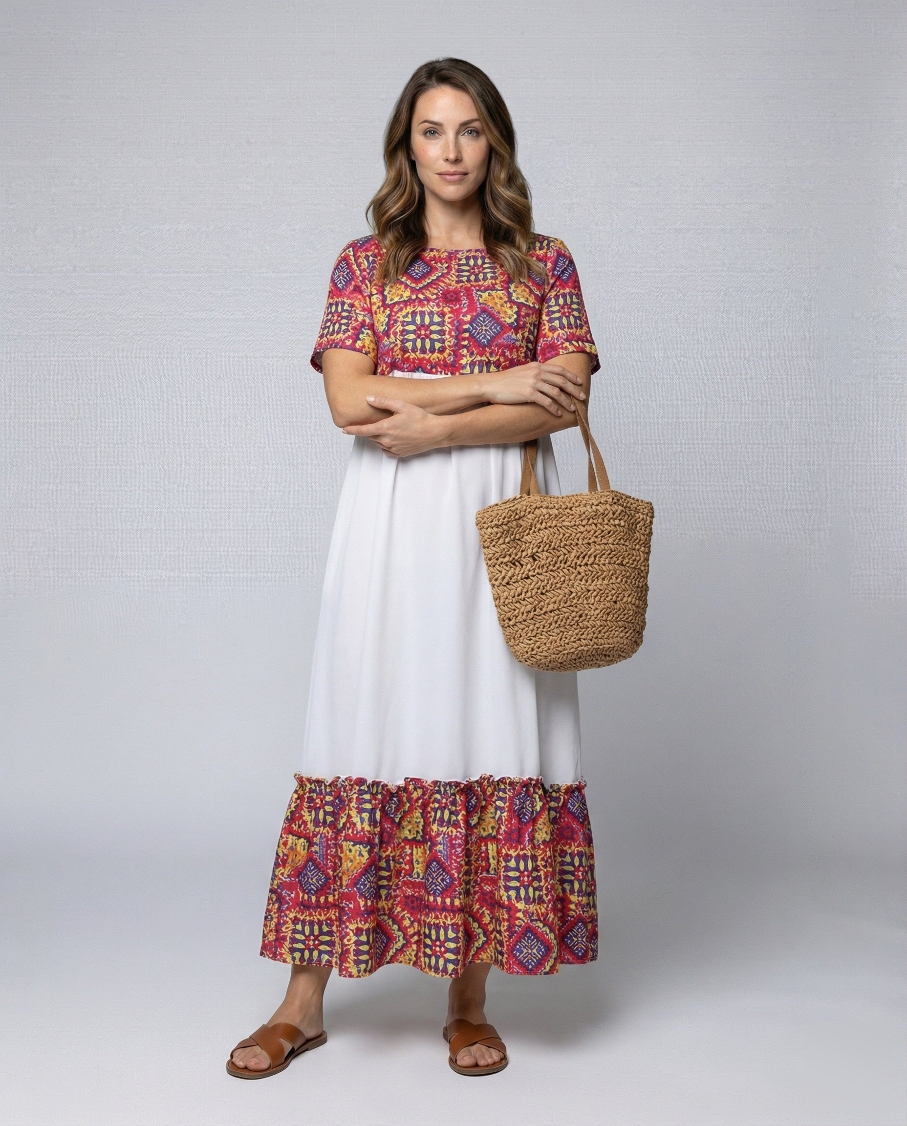 Damen Maxikleid Empire-Schnitt Volant-Saum - Norvielle
