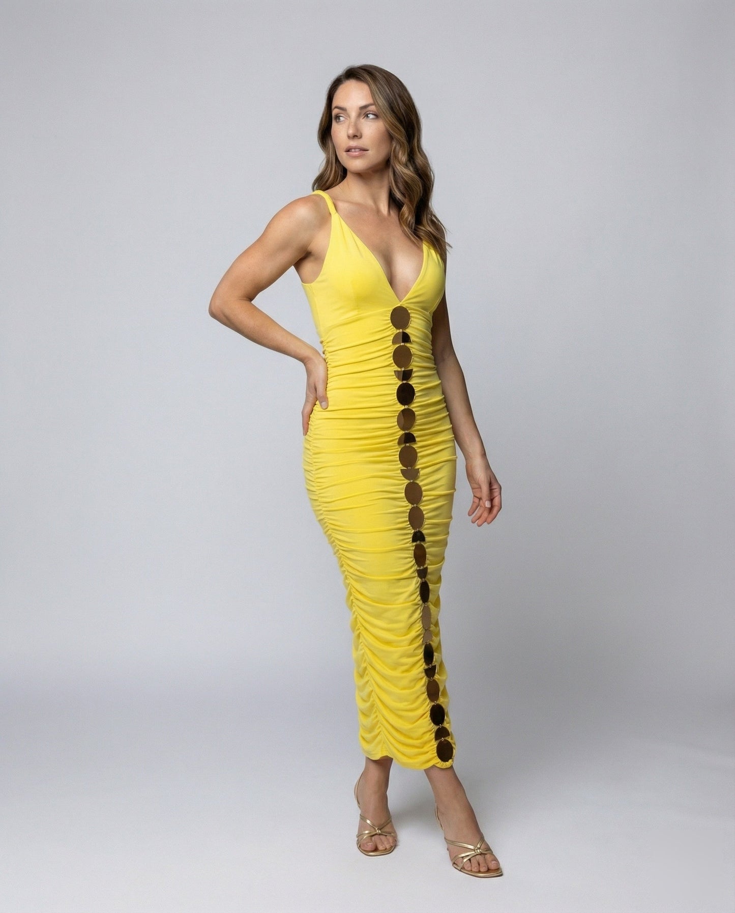 Damen Maxikleid Eng Anliegend Kreis Details - Norvielle