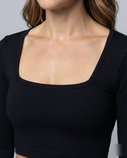 Damen Crop- Figurbetont Quadratischer Ausschnitt