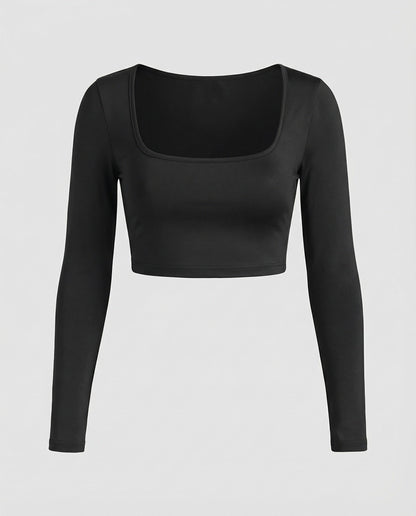 Damen Crop- Figurbetont Quadratischer Ausschnitt