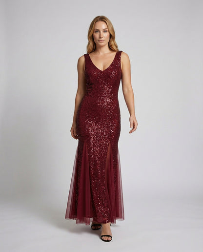 Damen Gala Maxikleid Glitzer Effekt - Norvielle
