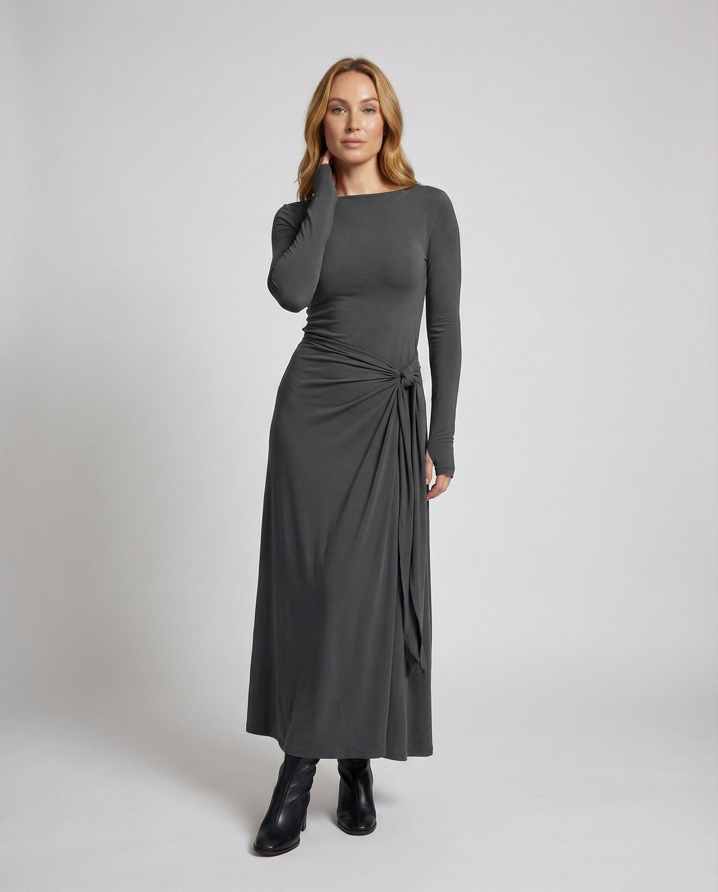 Damen Maxikleid Figurbetont Knotendetail - Norvielle