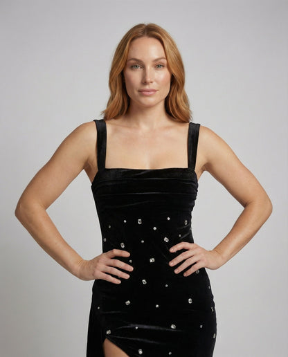 Damen Samt-Abendkleid Figurbetont Korselett