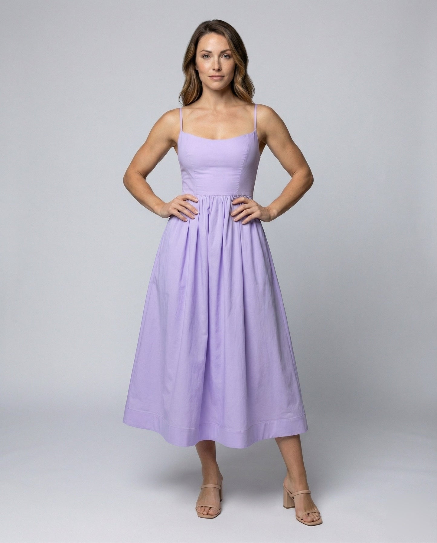 Damen Midikleid Spaghettiträger Tellerrock Figurbetont Schwarz - Norvielle