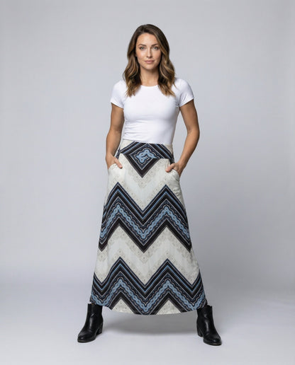 Damen Maxirock Chevron-Muster Fließend - Norvielle