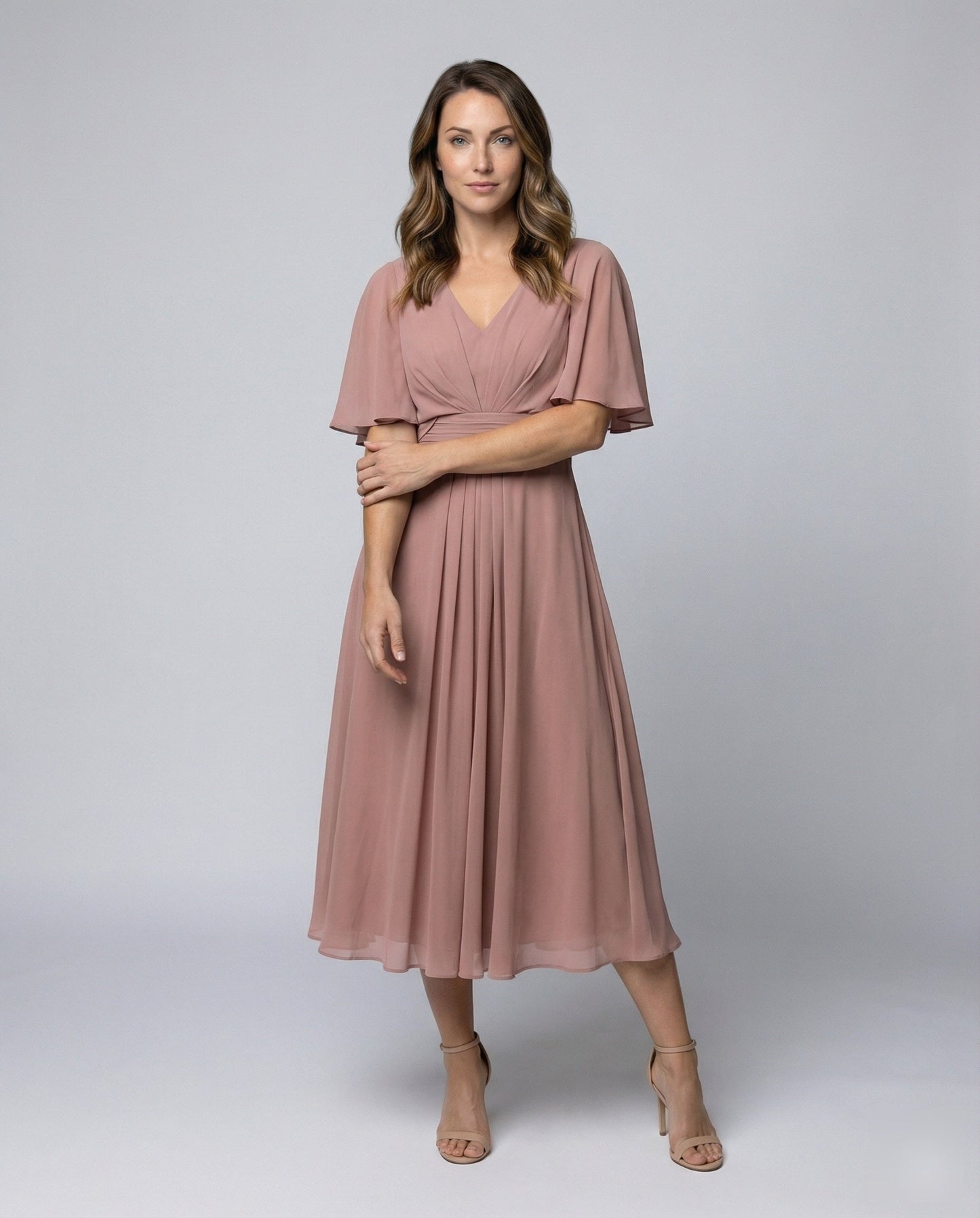 Damen Abendkleid Chiffon Fließend Cape-Ärmel - Norvielle