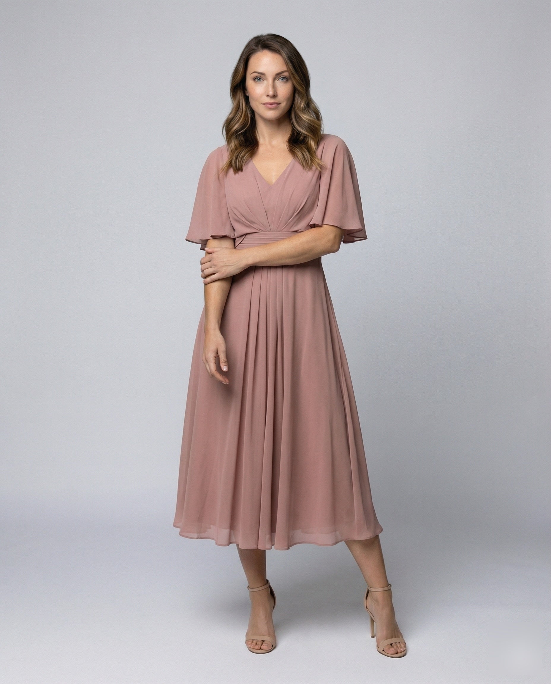 Damen Abendkleid Chiffon Fließend Cape-Ärmel - Norvielle