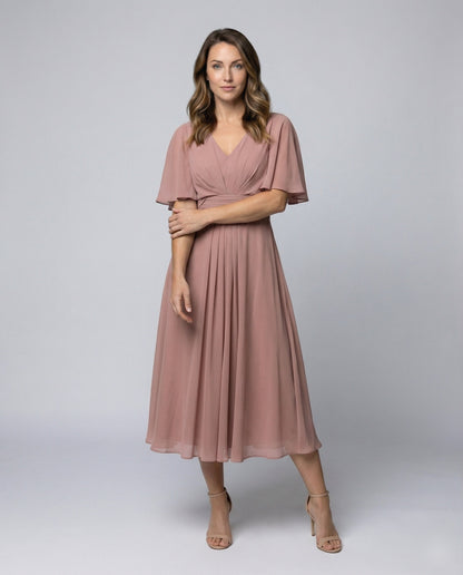 Damen Abendkleid Chiffon Fließend Cape-Ärmel - Norvielle