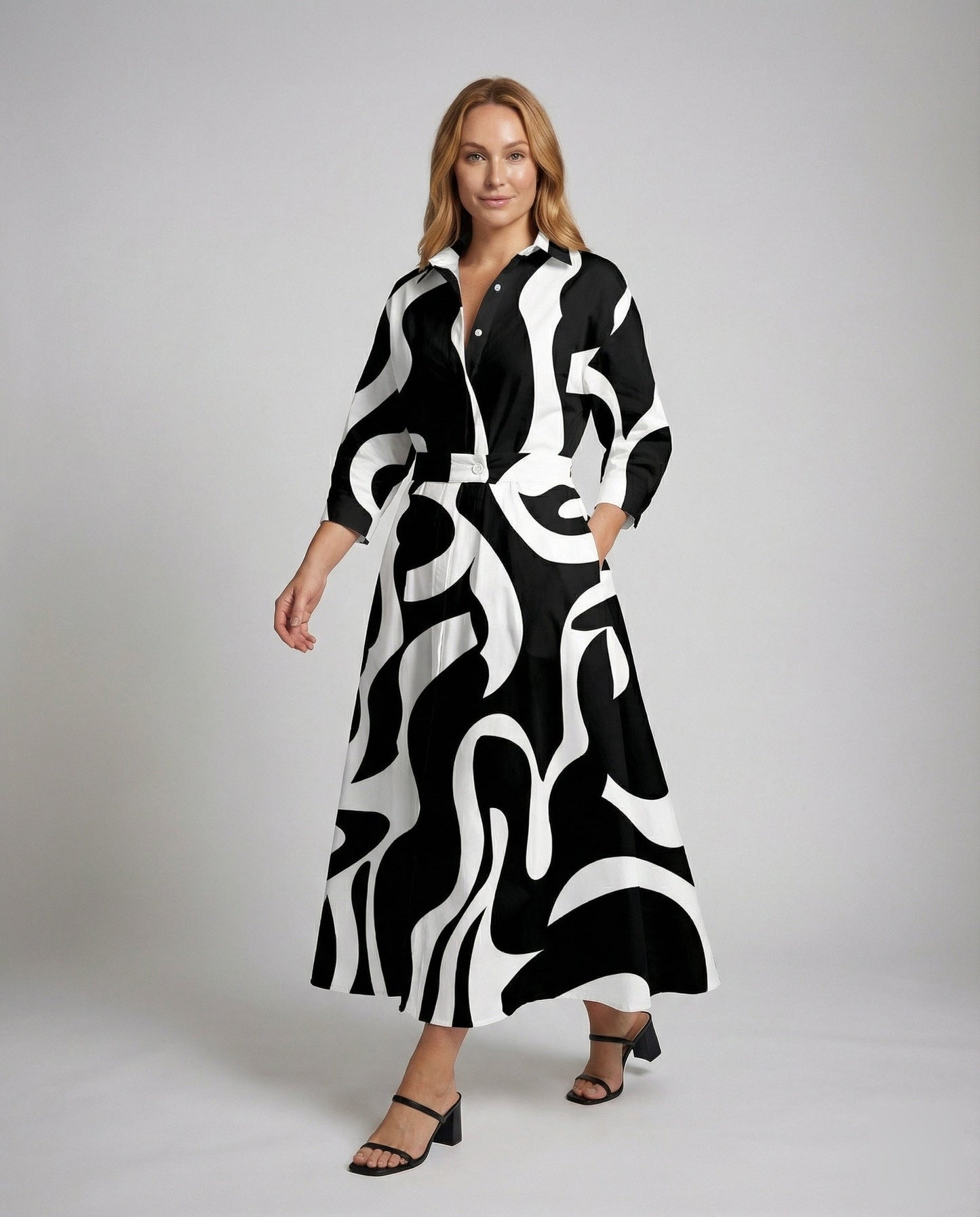 Damen Maxi-Kleid Fließend Grafikprint - Norvielle