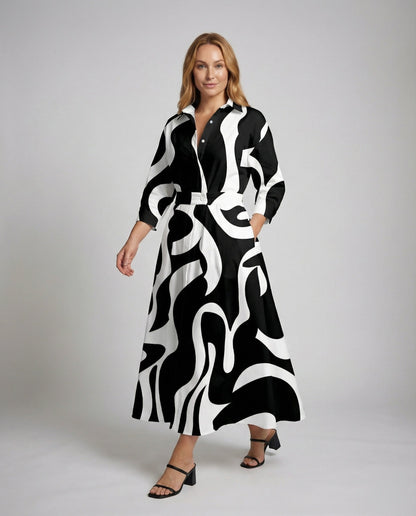 Damen Maxi-Kleid Fließend Grafikprint - Norvielle