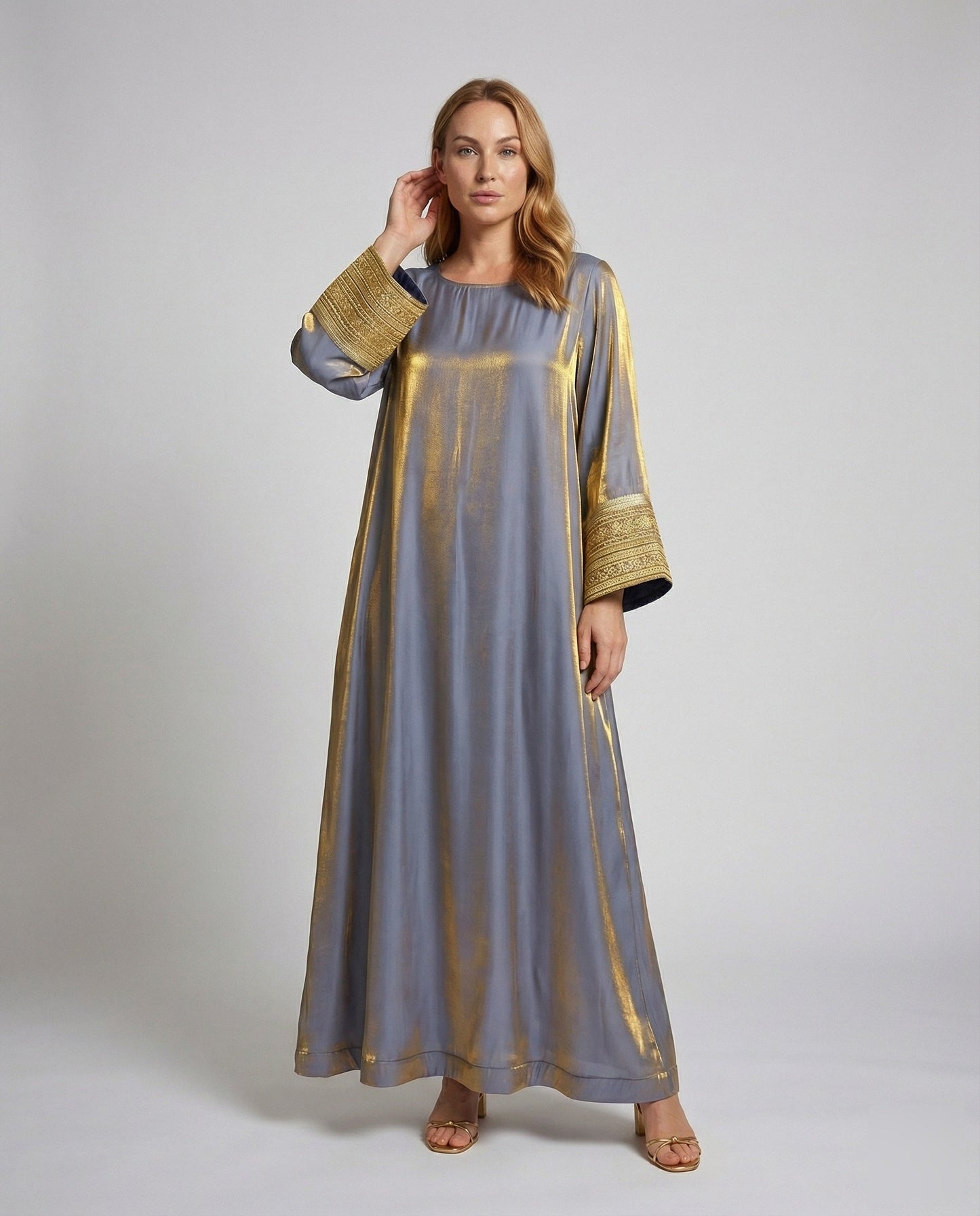 Damen Maxikleid Metallic Kaftan-Stil Bestickung - Norvielle