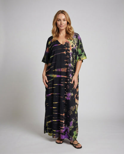 Damen Maxikleid Batik Weit Kaftan Stil - Norvielle