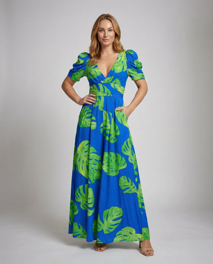 Damen Maxikleid Tropenstil Fließend - Norvielle