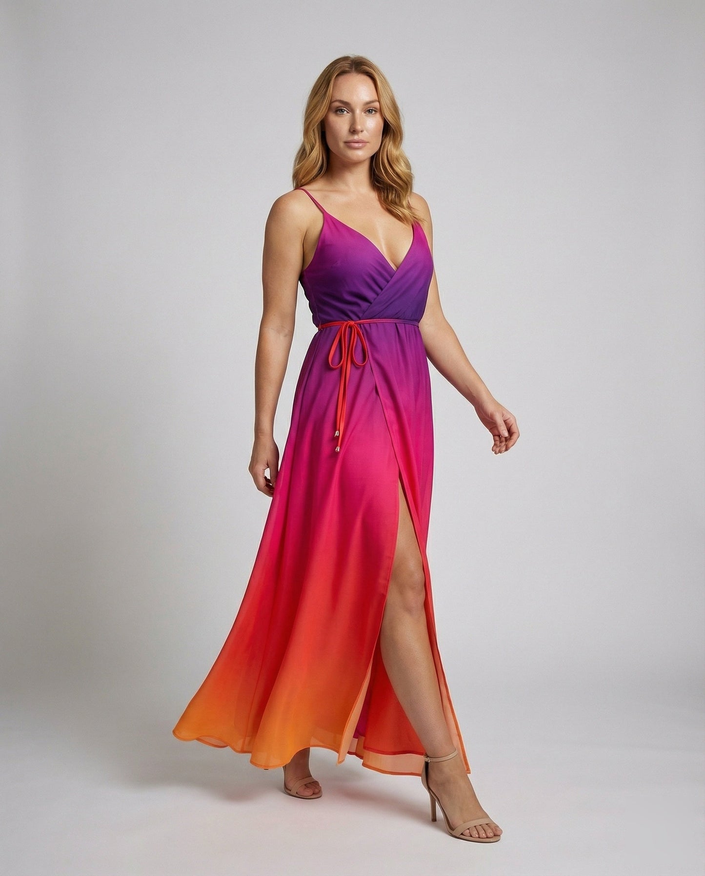 Damen Maxikleid Fließend V-Bustier - Norvielle