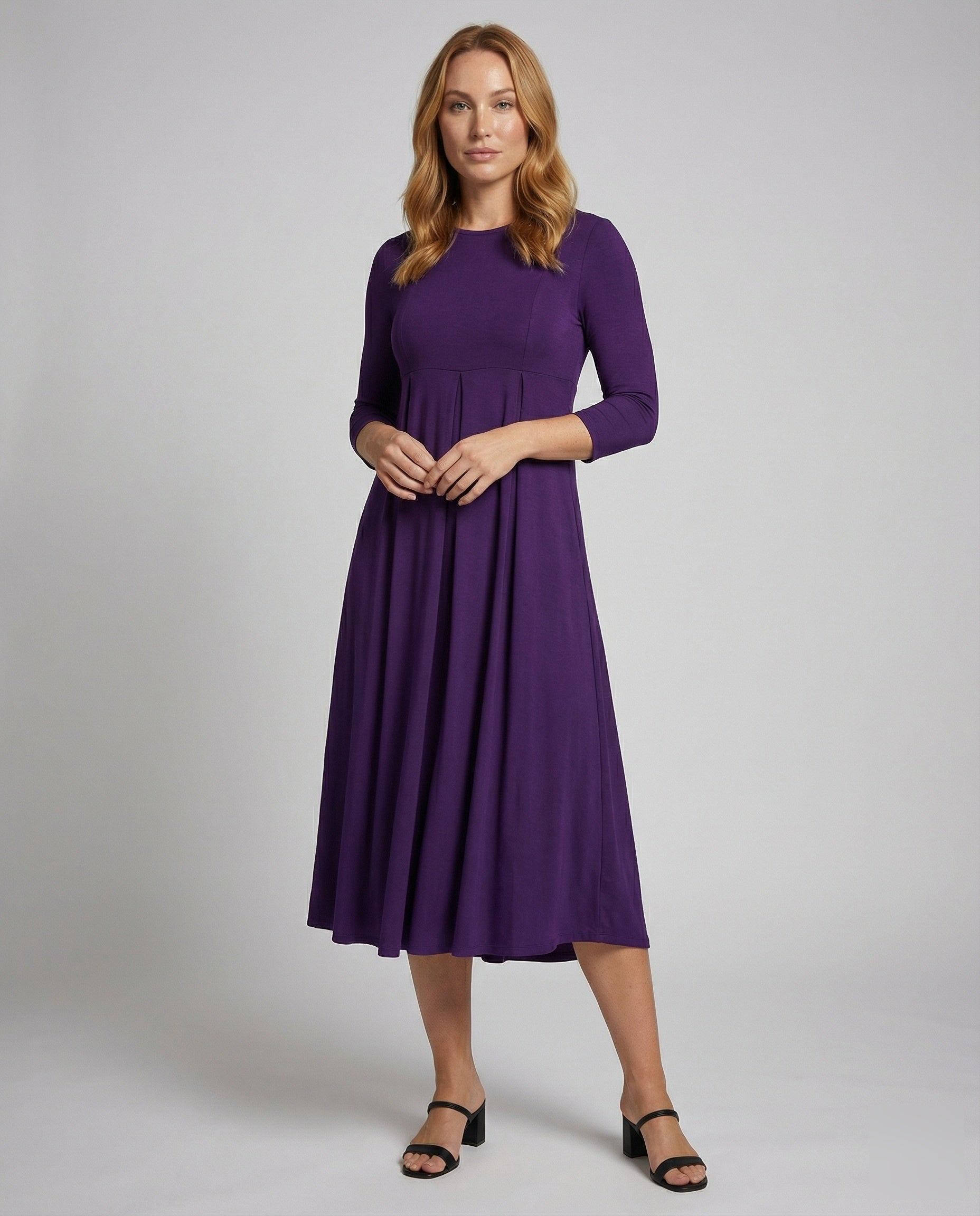 Damen Midikleid Fließend Rundhalsausschnitt - Norvielle