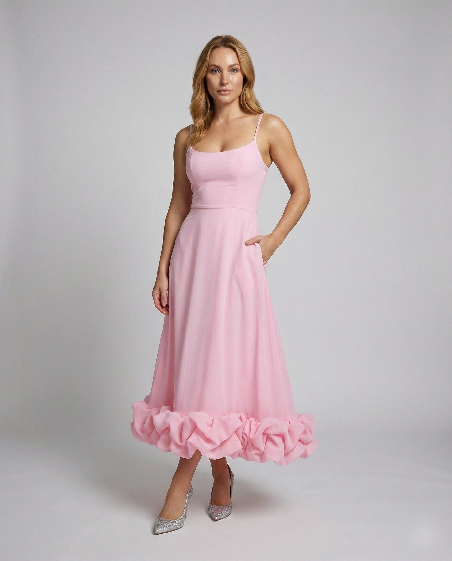 Damen Midikleid Fließend Volant Saum - Norvielle