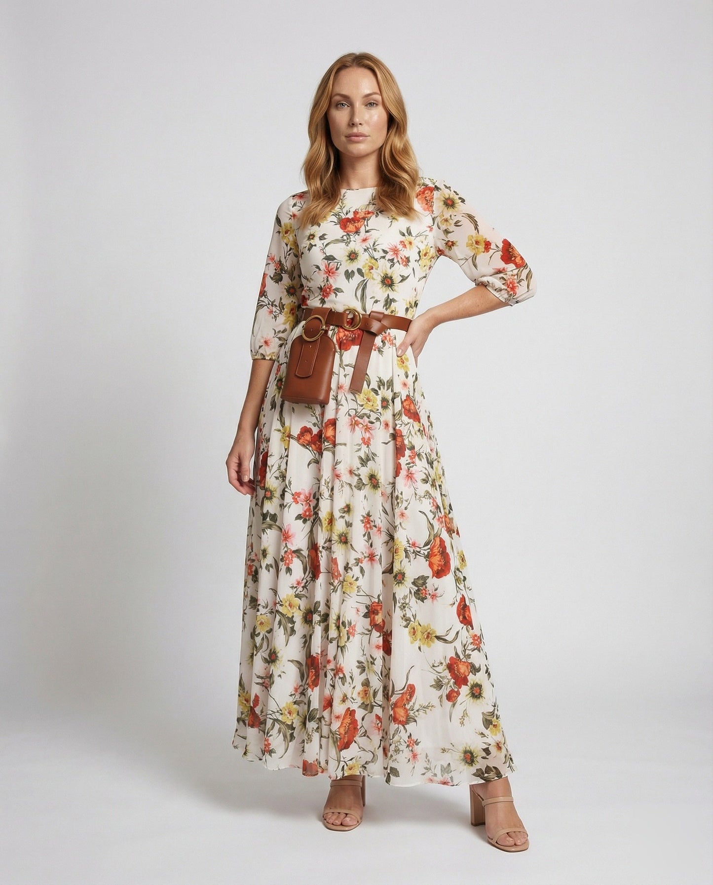 Damen Maxikleid Plissee Mit Gürteltasche - Norvielle