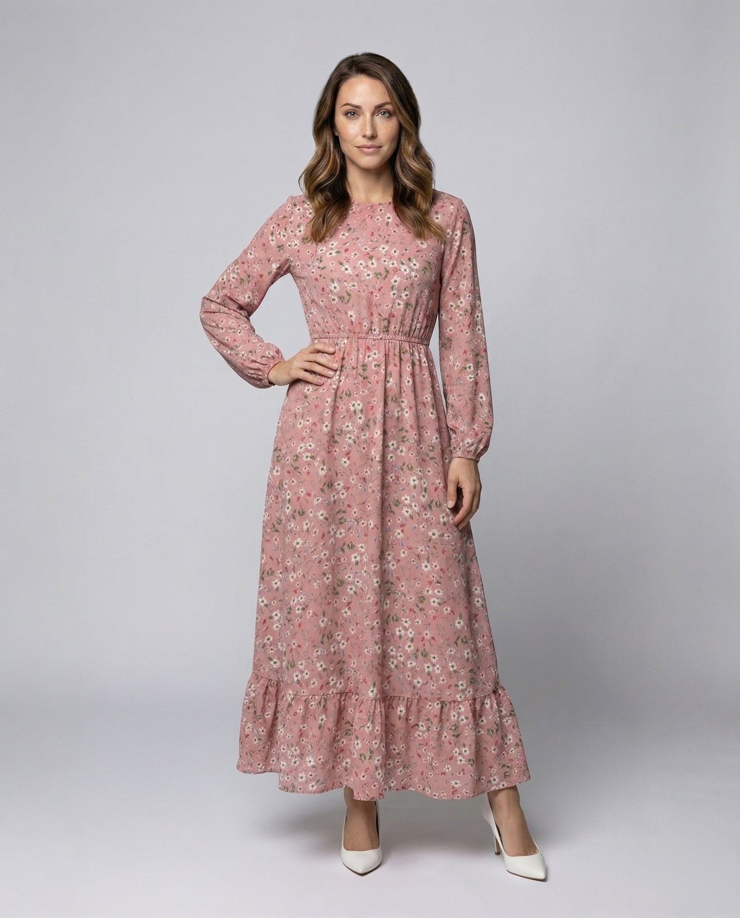 Damen Maxikleid Floralmuster Stufenvolant - Norvielle