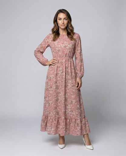 Damen Maxikleid Floralmuster Stufenvolant - Norvielle