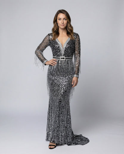 Damen Meerjungfrauenkleid Perlenfransen Gala - Norvielle