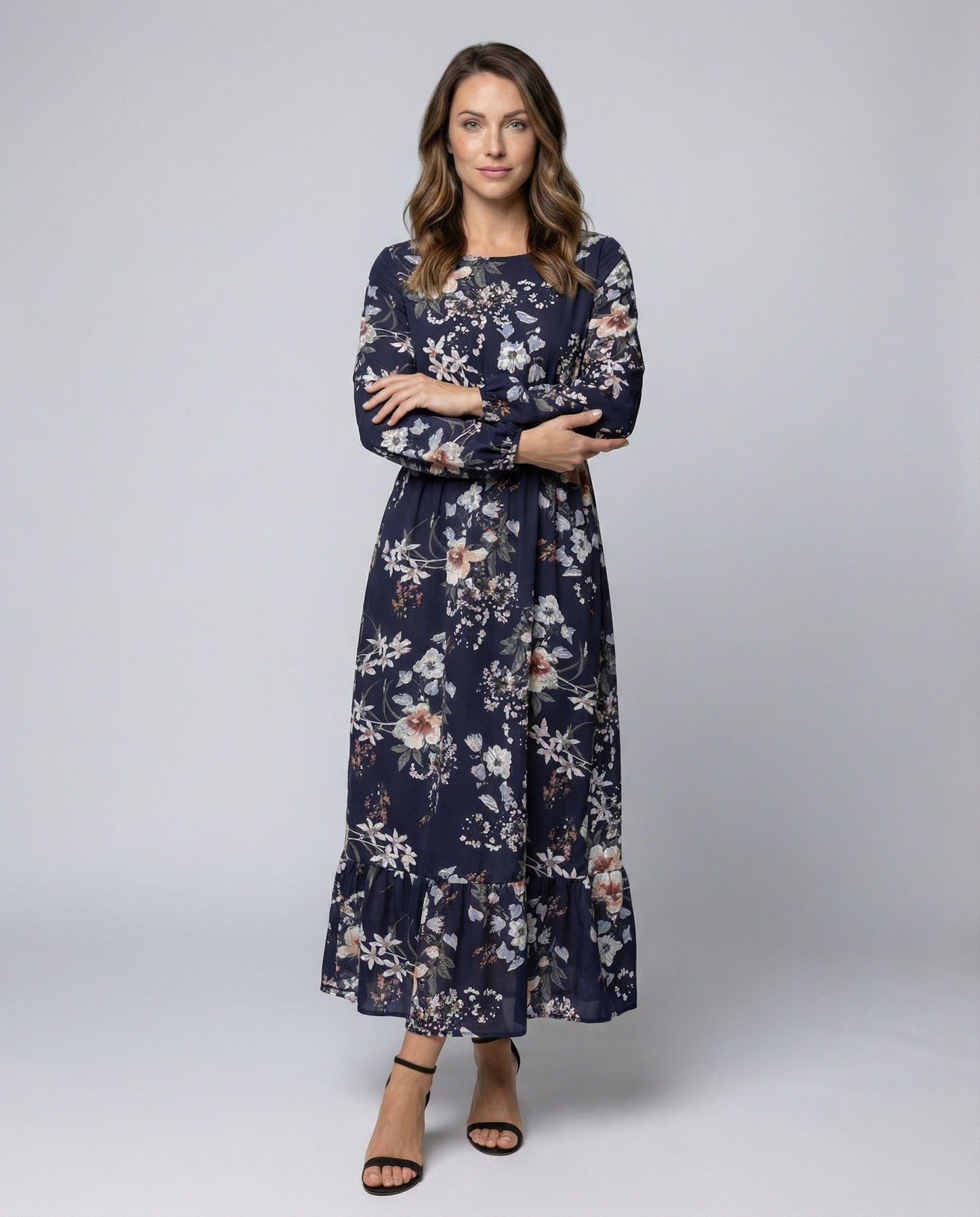 Damen Maxikleid Geblümt Empire-Taille - Norvielle