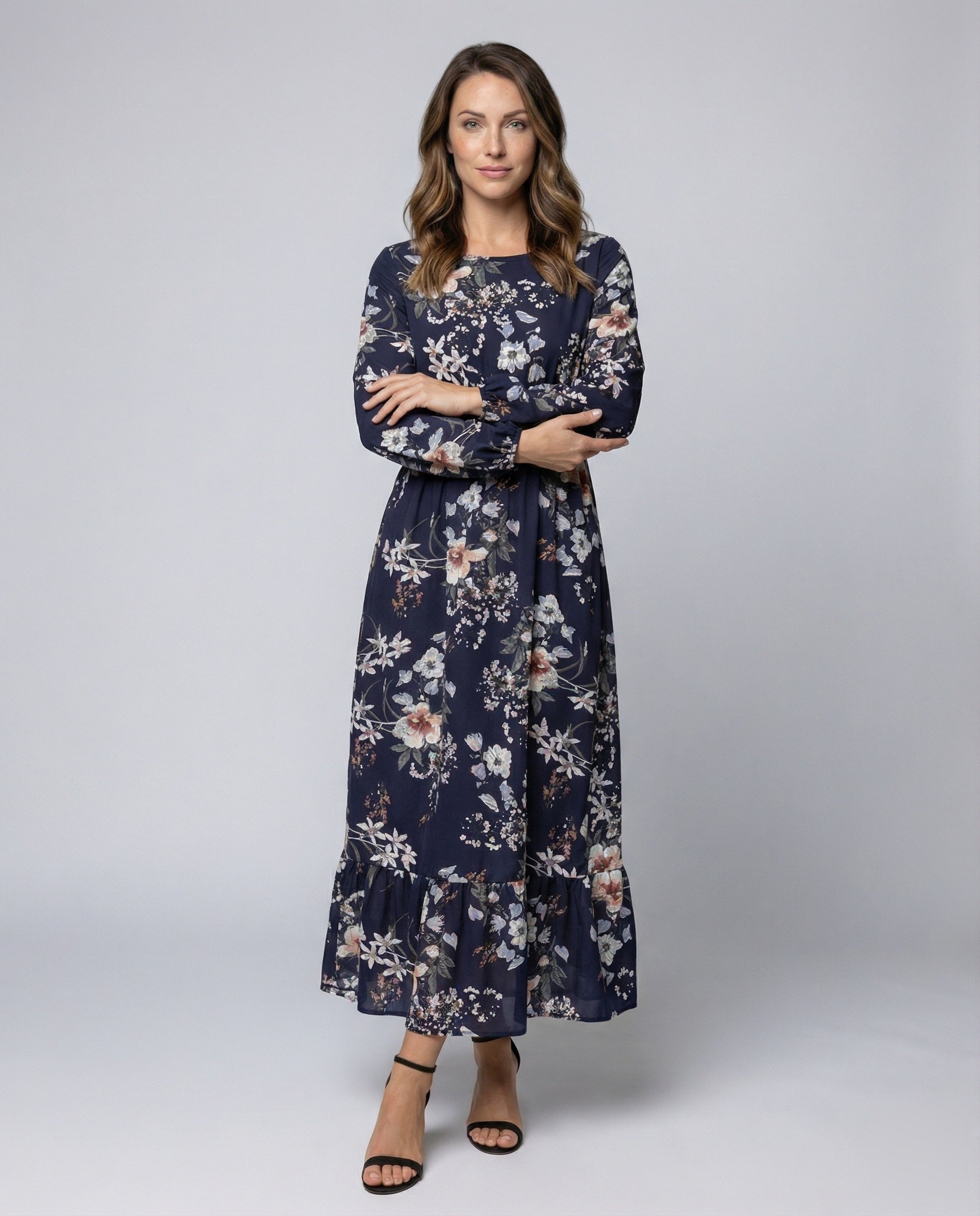 Damen Maxikleid Geblümt Empire-Taille - Norvielle