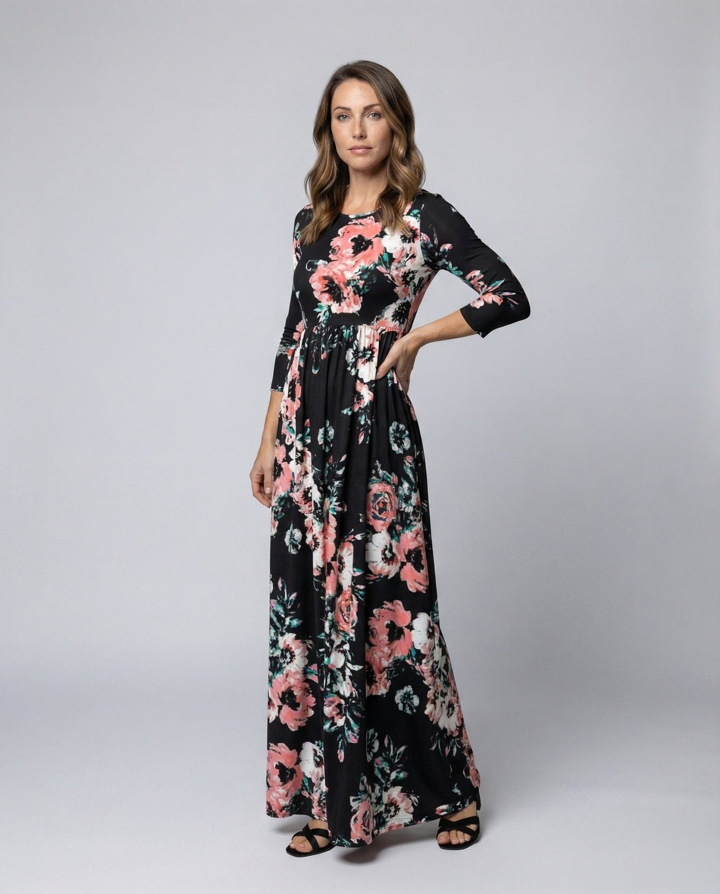 Damen Maxikleid Geblümt Mit Seitentaschen - Norvielle