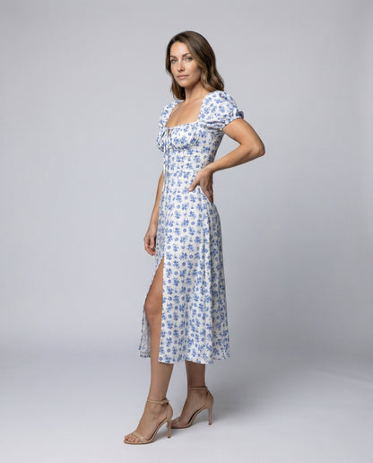 Damen Midikleid Geblümt Prairie-Stil - Norvielle