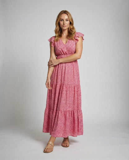 Damen Gerafftes Maxikleid Gesmoktes Oberteil - Norvielle