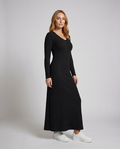 Damen Maxikleid Gerippt Strick - Norvielle